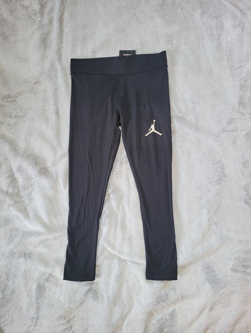 Air Jordan Kids Girls Medium 10-12 Yr Old Jumpman Logo Black Leggings 45B791.T